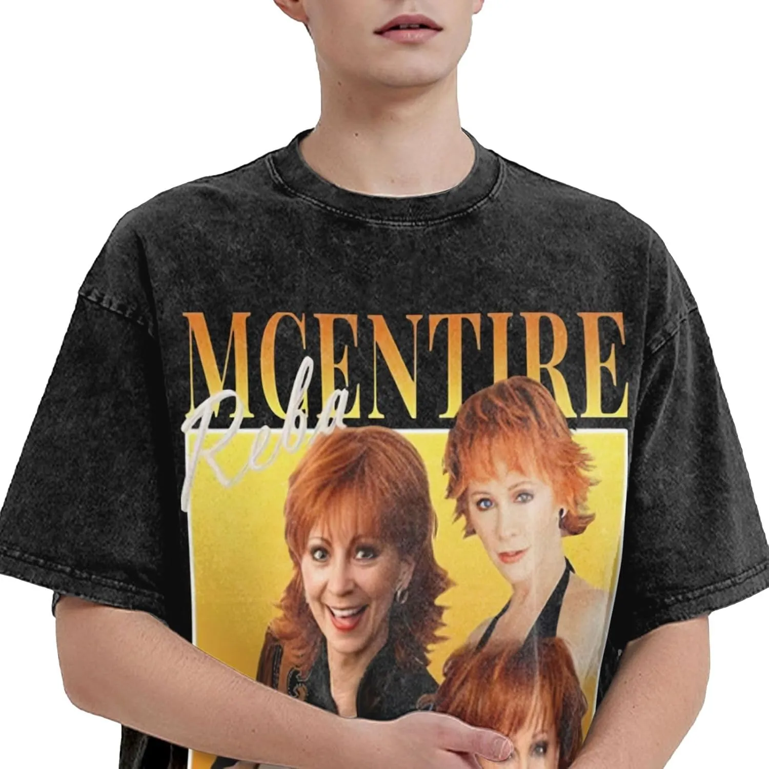Men Vintage Oversized Drop Shoulder Fashion T-Shirts Loose Wash Solid Tees Top