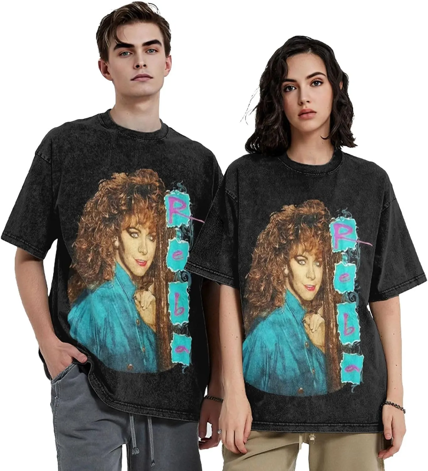 Men Vintage Oversized Drop Shoulder Funny T Shirts Loose Wash Solid Tee Top
