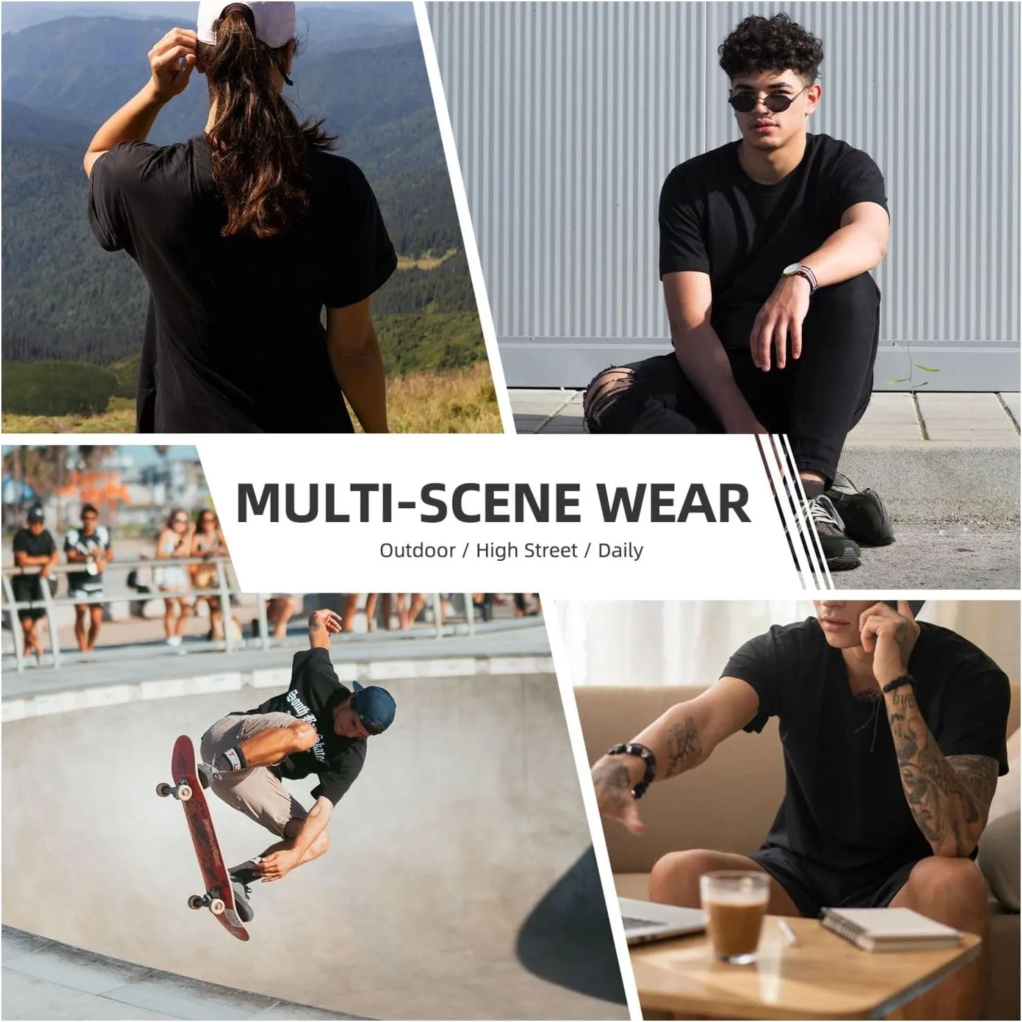 Men Vintage Oversized Drop Shoulder Funny T Shirts Loose Wash Solid Tee Top