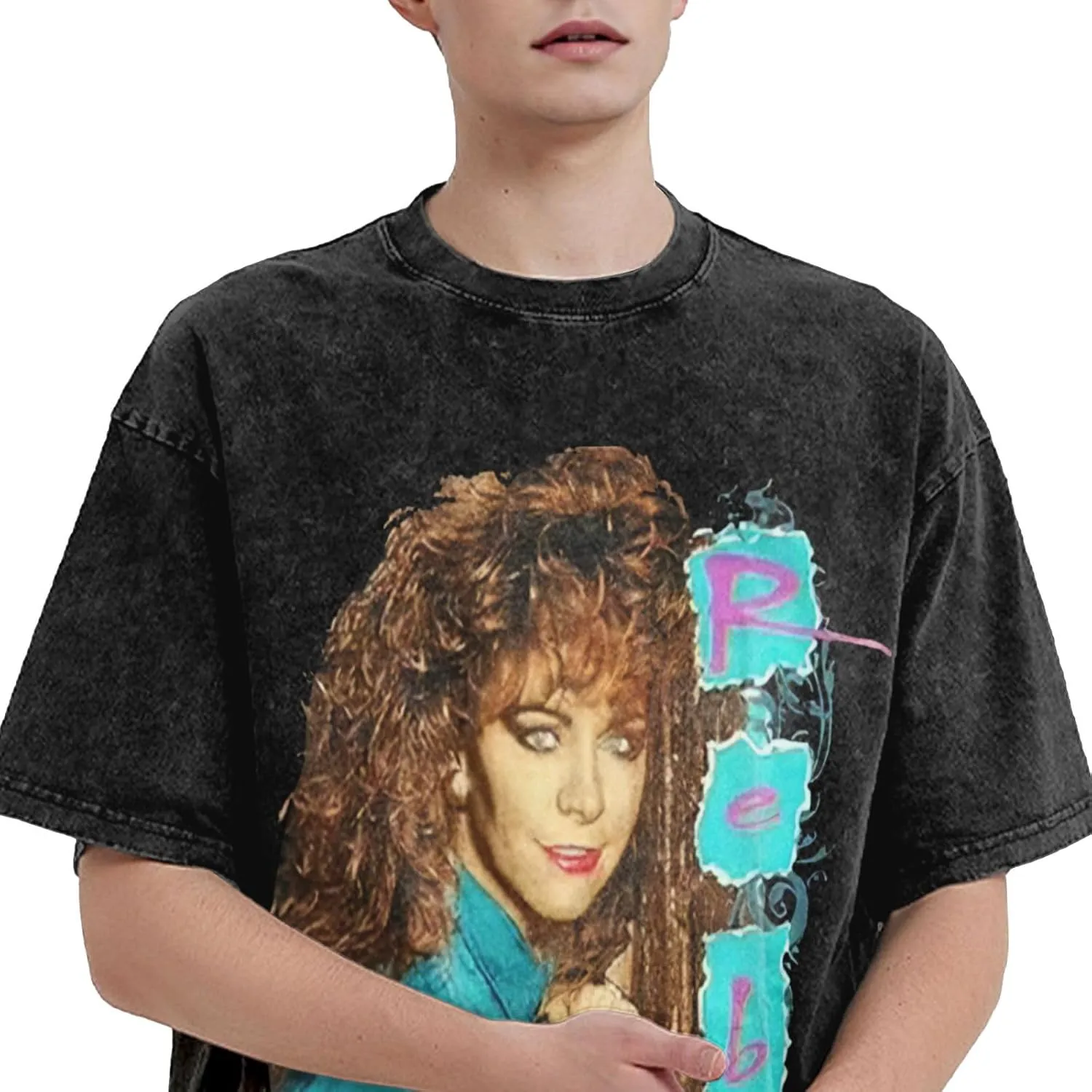 Men Vintage Oversized Drop Shoulder Funny T Shirts Loose Wash Solid Tee Top