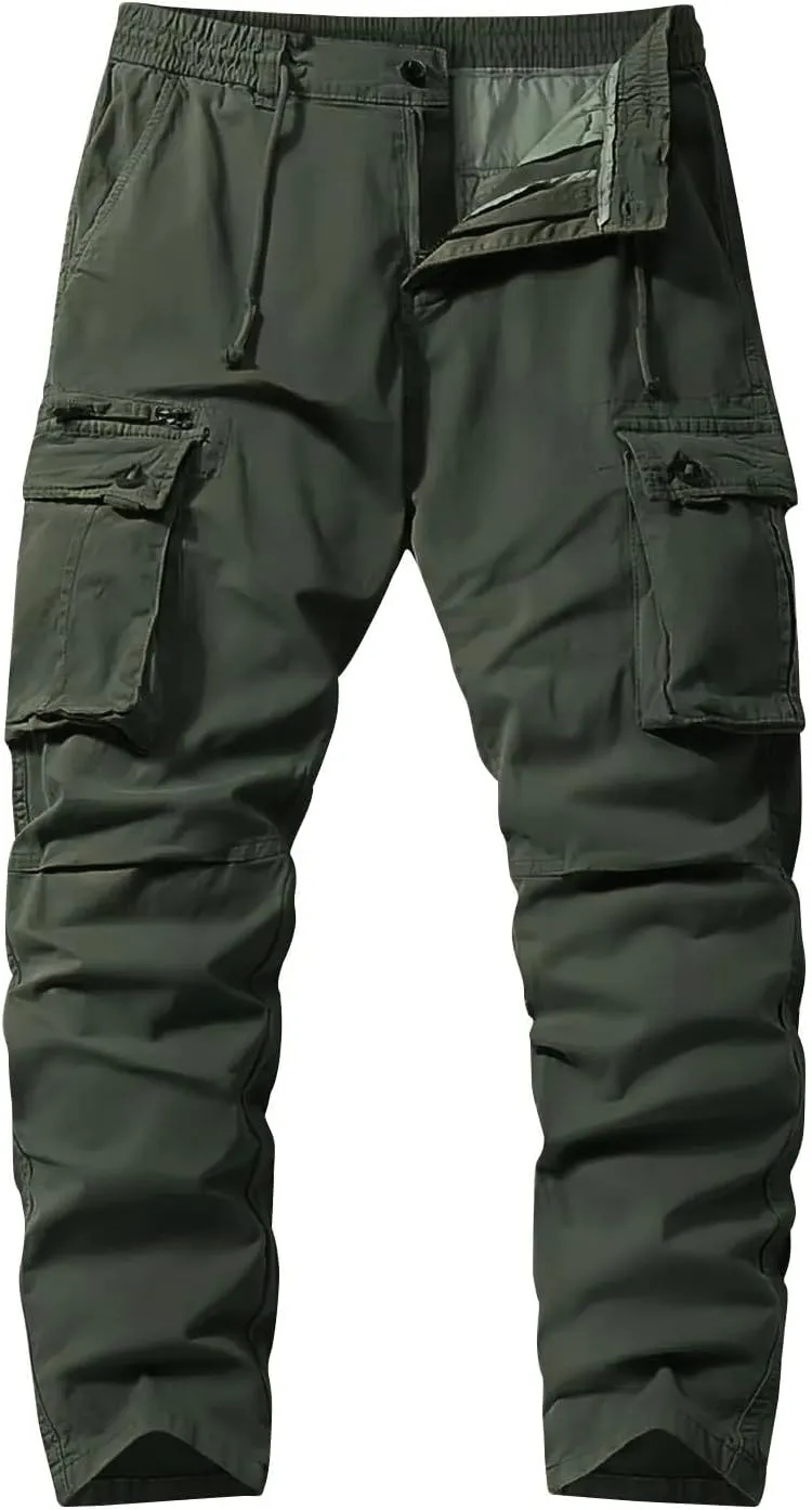 Men's Casual Cargo Pants Cotton Lightweight Straight Pants