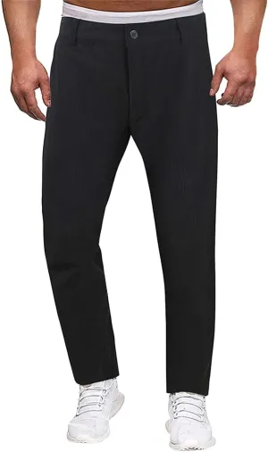 Mens Corduroy Dress Pants Straight Leg Flat Front Casual Chino Pants Fashion Low Rise Relaxed Fit Slacks with Pockets