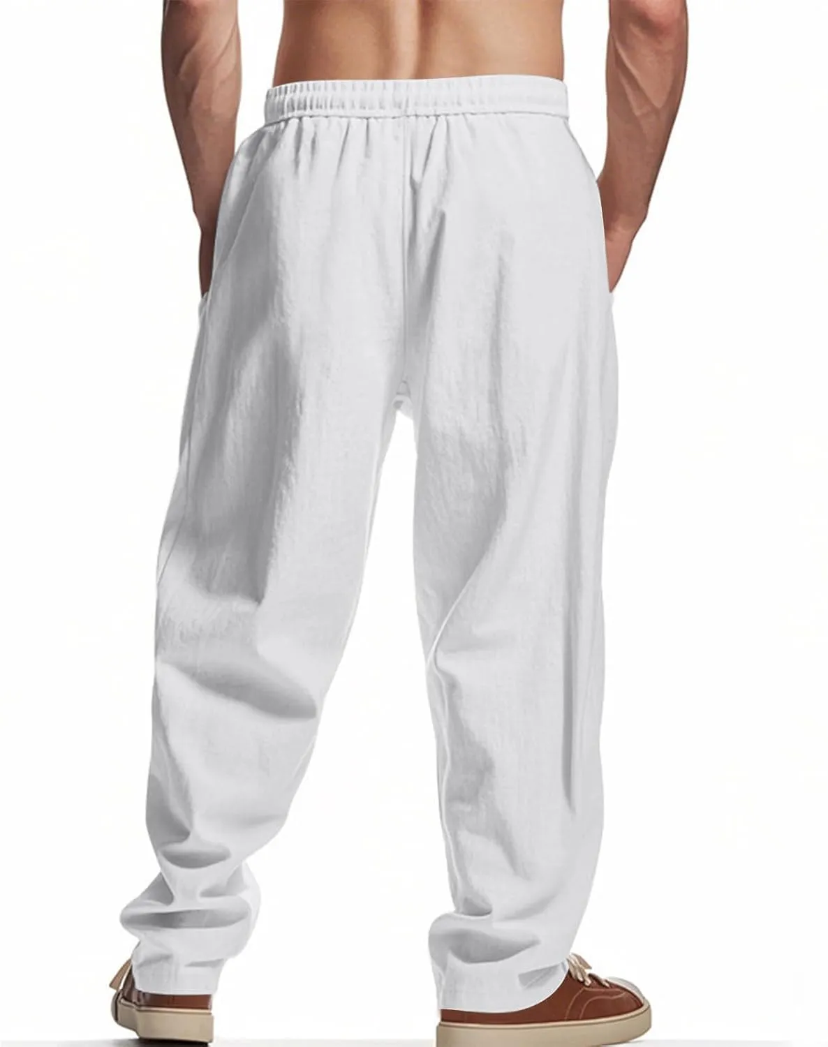 Men's Drawstring Multi Pocket Casual Cargo Pants Hiking Cotton Pants
