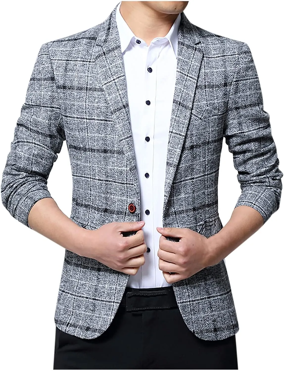 Men's Dress Suits Plaid 1 Button Slim Fit Single Breasted Wedding Blazers Casual Fashion Sports Suit Jacket Tops