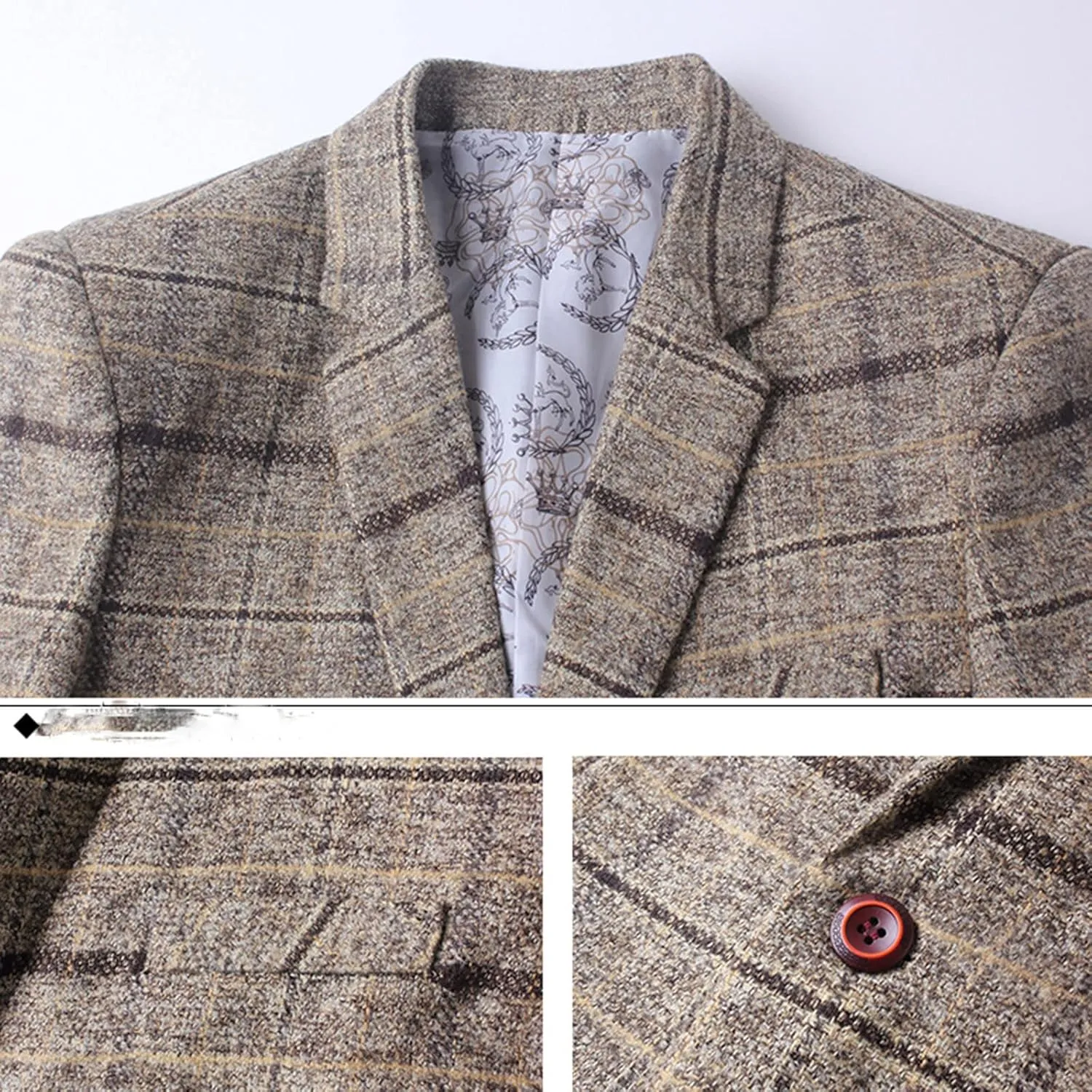 Men's Dress Suits Plaid 1 Button Slim Fit Single Breasted Wedding Blazers Casual Fashion Sports Suit Jacket Tops