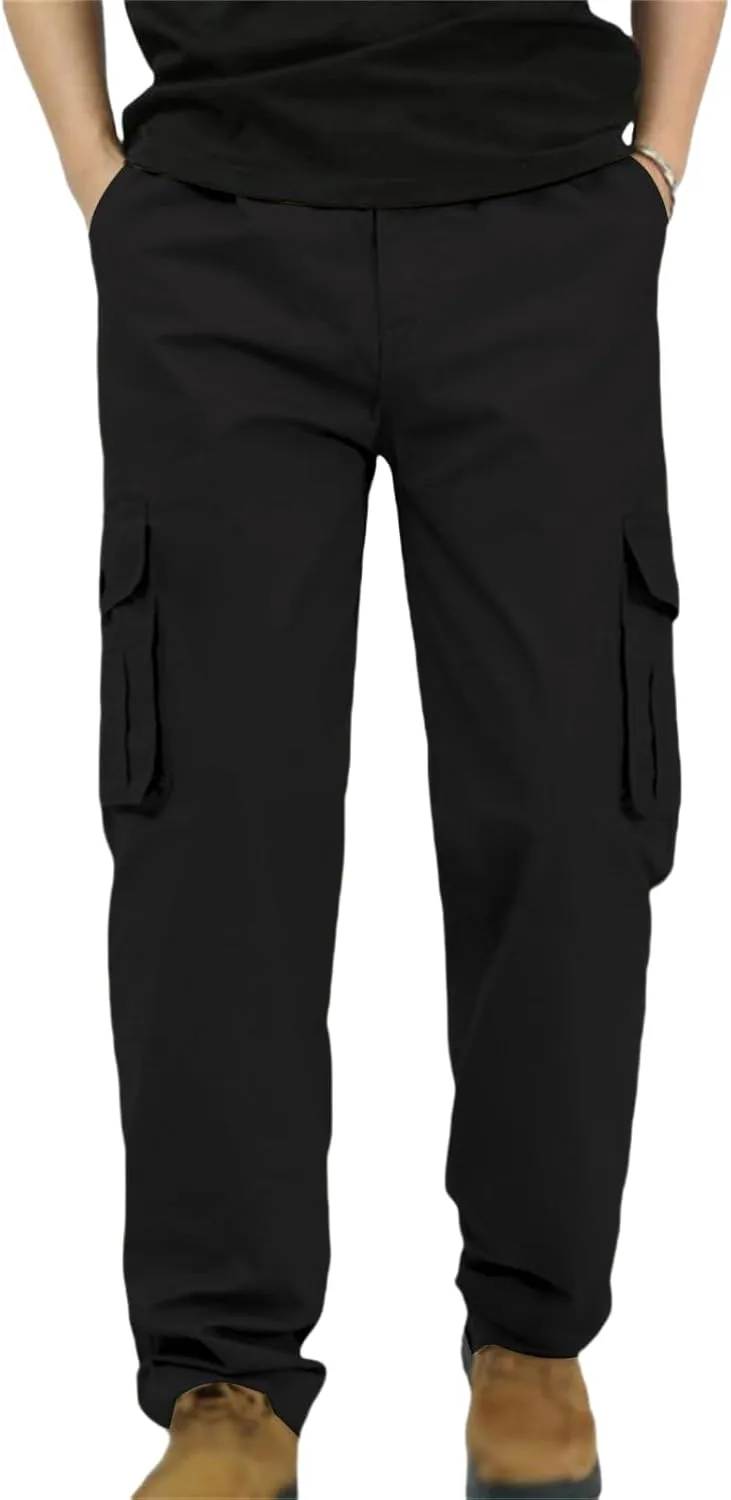Men's Fashion Cargo Pants Slim Fit Straight Leg Trousers Open Bottom Athletic Pants Business Leisure Cargo Trousers
