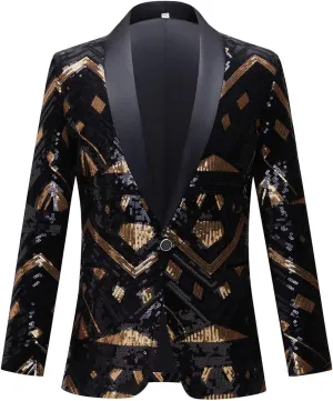 Men's Fashion Colorful Pattern Sequin Blazer Blazer