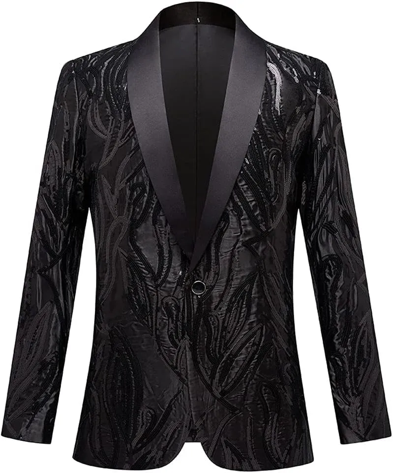 Men's Fashion Colorful Pattern Sequin Blazer Blazer