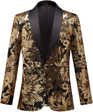 Men's Fashion Colorful Pattern Sequin Blazer Blazer