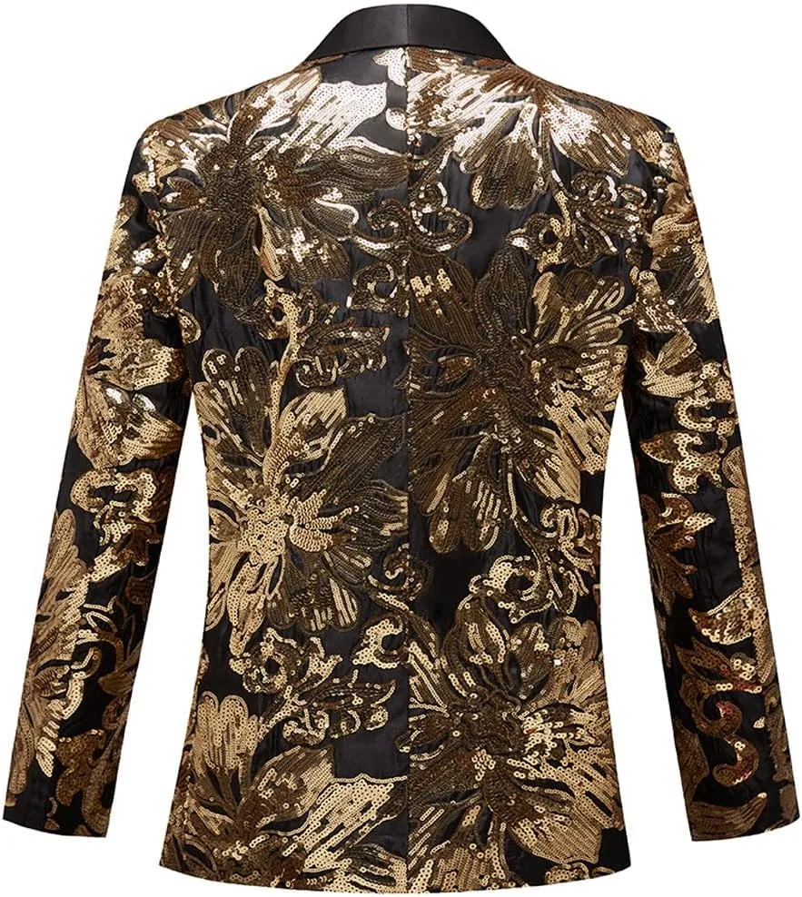 Men's Fashion Colorful Pattern Sequin Blazer Blazer