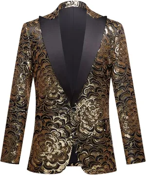 Men's Fashion Colorful Pattern Sequin Blazer Blazer