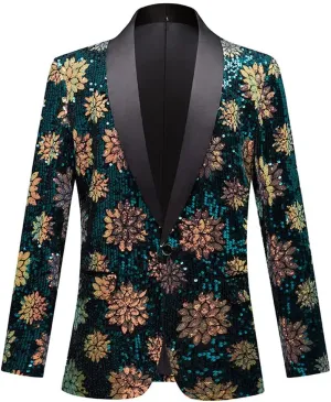Men's Fashion Colorful Pattern Sequin Blazer Blazer