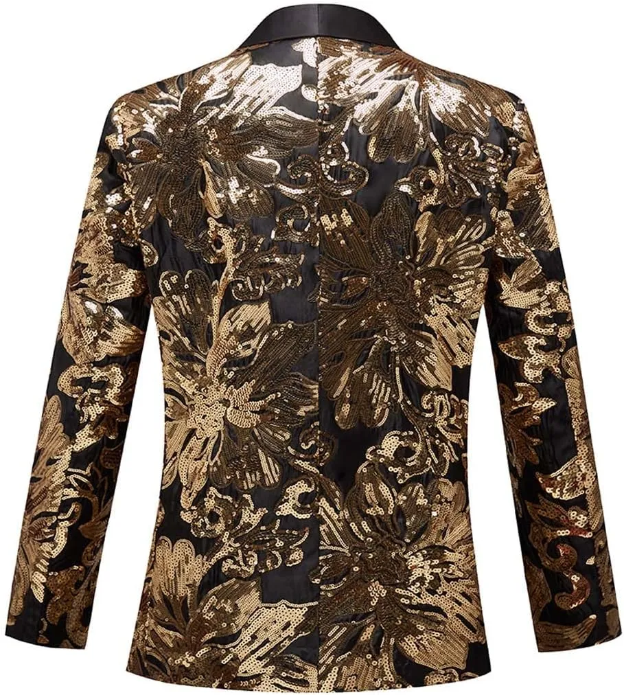 Men's Fashion Colorful Pattern Sequin Blazer Blazer