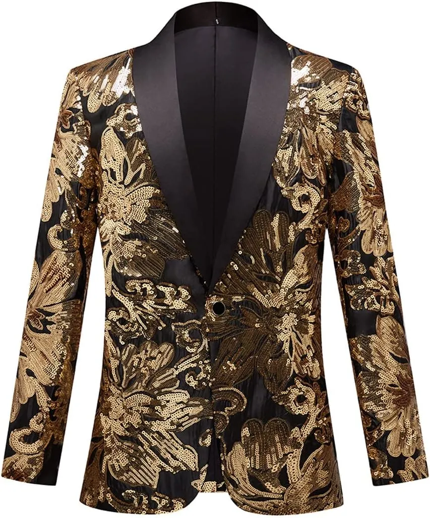 Men's Fashion Colorful Pattern Sequin Blazer Blazer