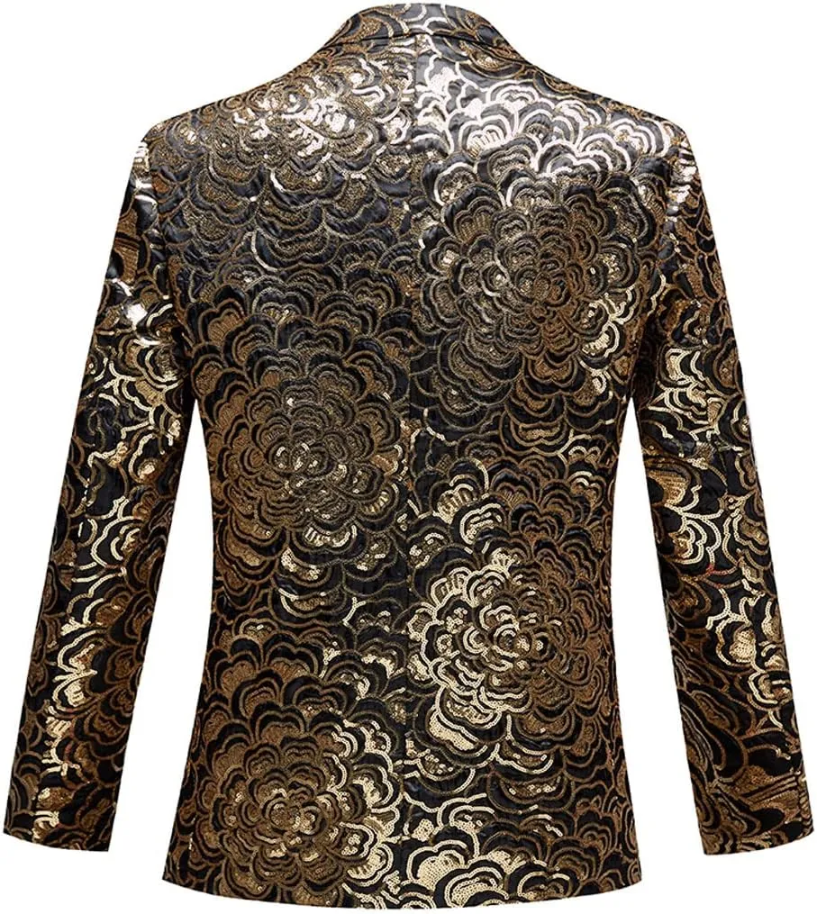 Men's Fashion Colorful Pattern Sequin Blazer Blazer