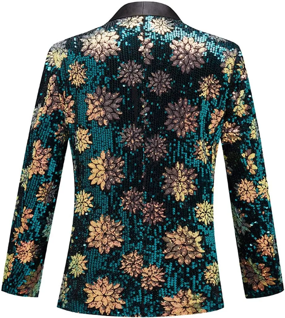 Men's Fashion Colorful Pattern Sequin Blazer Blazer