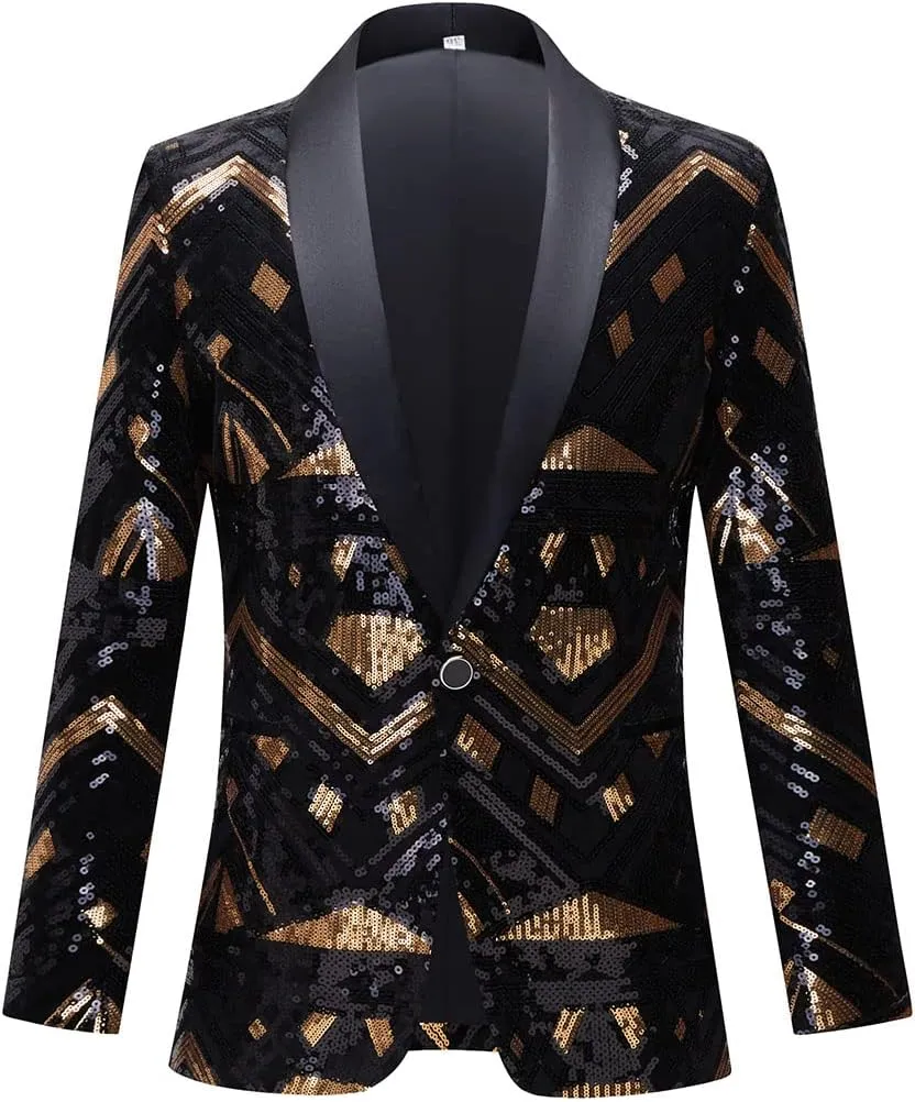 Men's Fashion Colorful Pattern Sequin Blazer Blazer