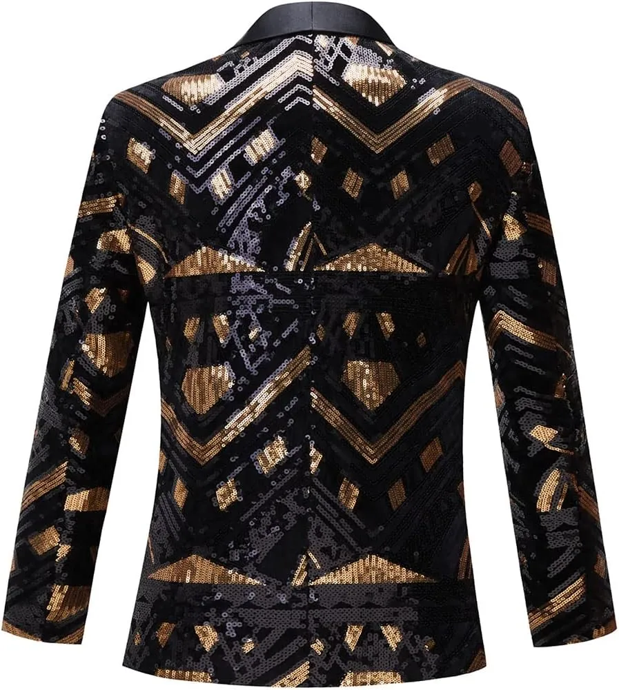Men's Fashion Colorful Pattern Sequin Blazer Blazer