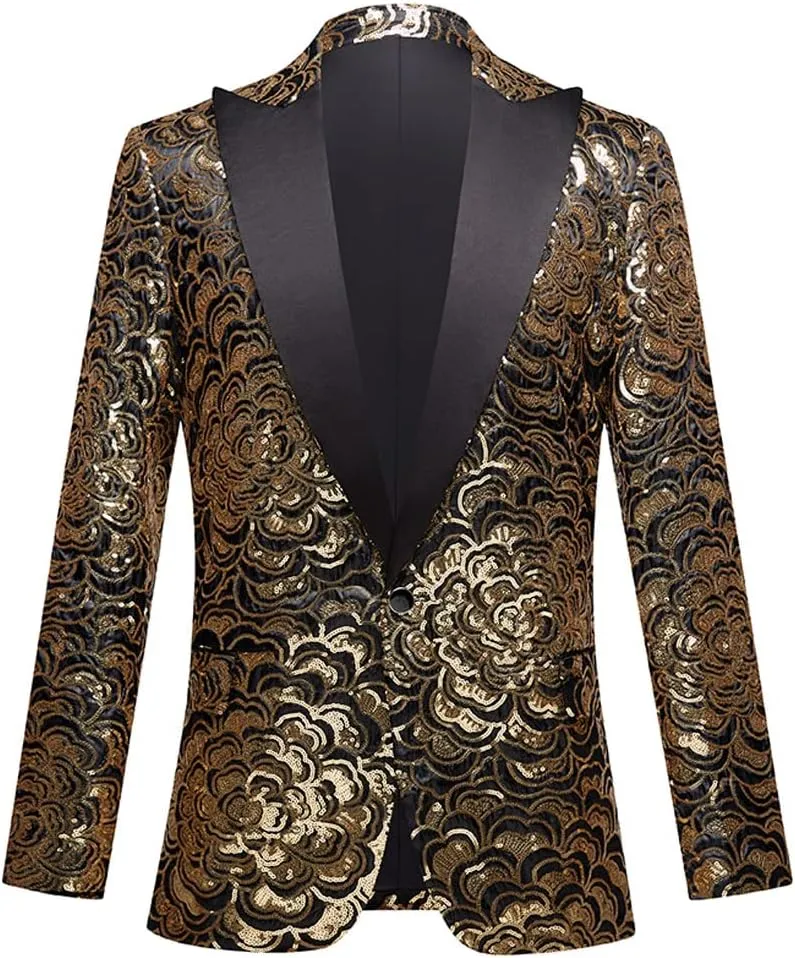 Men's Fashion Colorful Pattern Sequin Blazer Blazer