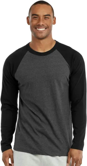 Men's Full Length Sleeve Raglan Cotton Baseball Tee Shirt