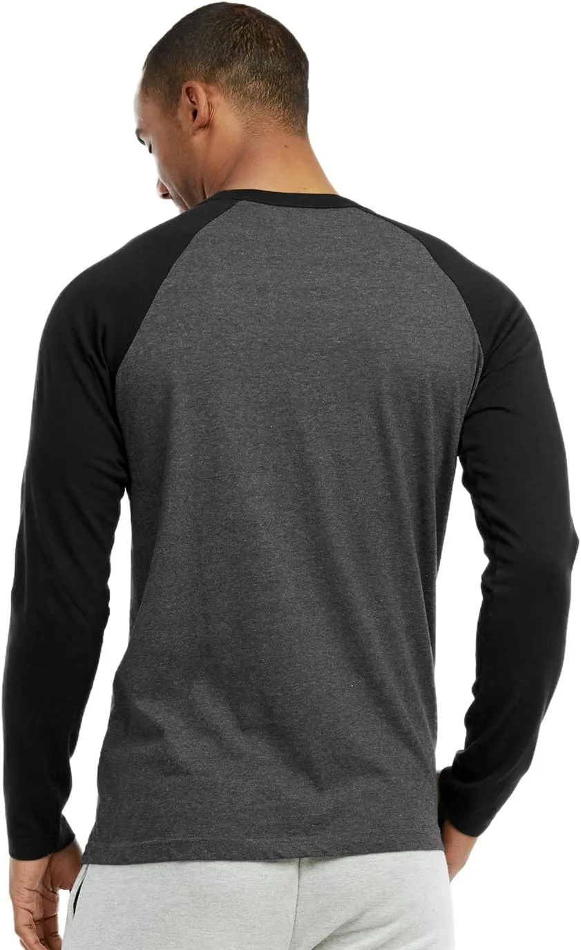 Men's Full Length Sleeve Raglan Cotton Baseball Tee Shirt