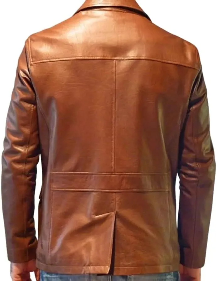 Men's Leather Blazer Coat | Classic Bonds Style Ultimate Leather Blazer for Men | Casual Blazer Jacket for Men