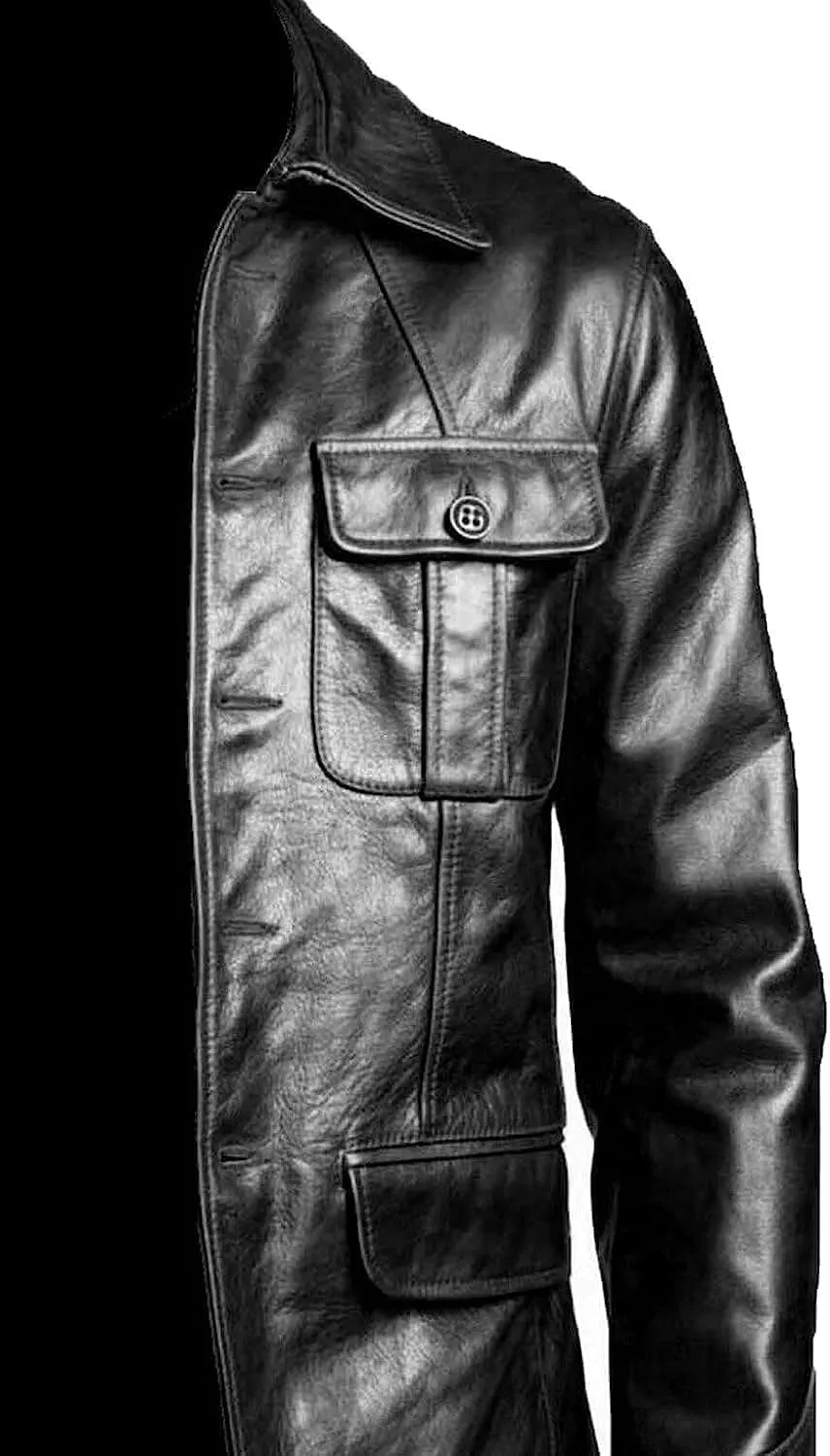 Men's Leather Blazer Coat | Classic Bonds Style Ultimate Leather Blazer for Men | Casual Blazer Jacket for Men