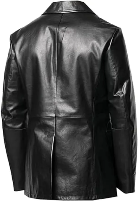 Men's Leather Blazer Coat | Classic Bonds Style Ultimate Leather Blazer for Men | Casual Blazer Jacket for Men