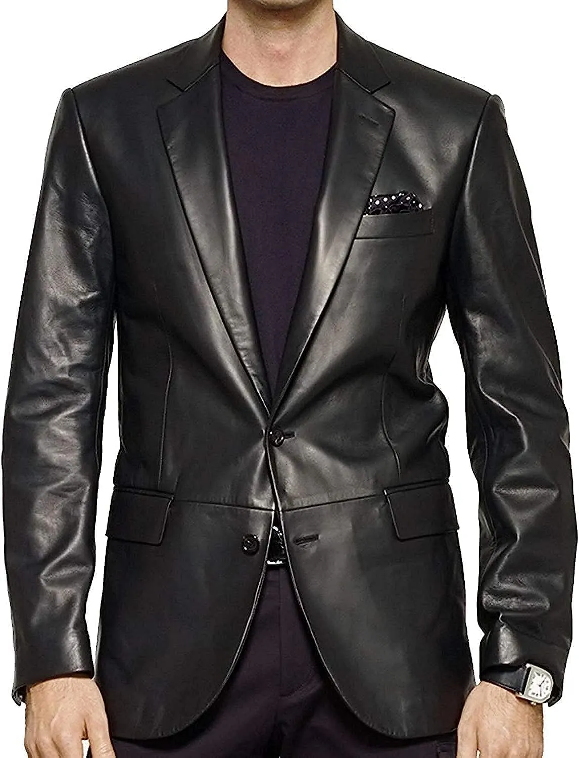 Men's Leather Blazer Coat | Classic Bonds Style Ultimate Leather Blazer for Men | Casual Blazer Jacket for Men