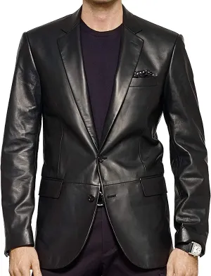 Men's Leather Blazer Coat | Classic Bonds Style Ultimate Leather Blazer for Men | Casual Blazer Jacket for Men