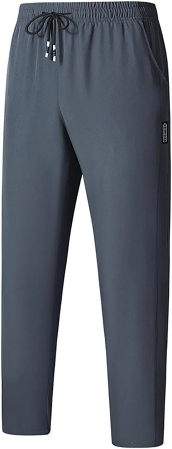 Men's Lounge Pants Drawstring Breathable Comfy Sweatpants Lightweight Straight Leg Pants Summer Trousers with Pockets