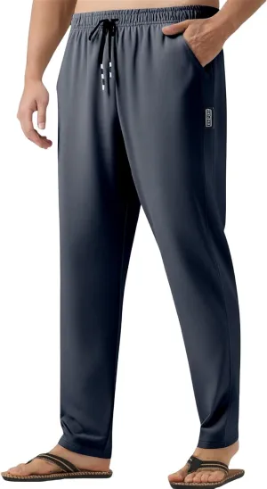 Men's Lounge Pants Drawstring Breathable Comfy Sweatpants Lightweight Straight Leg Pants Summer Trousers with Pockets