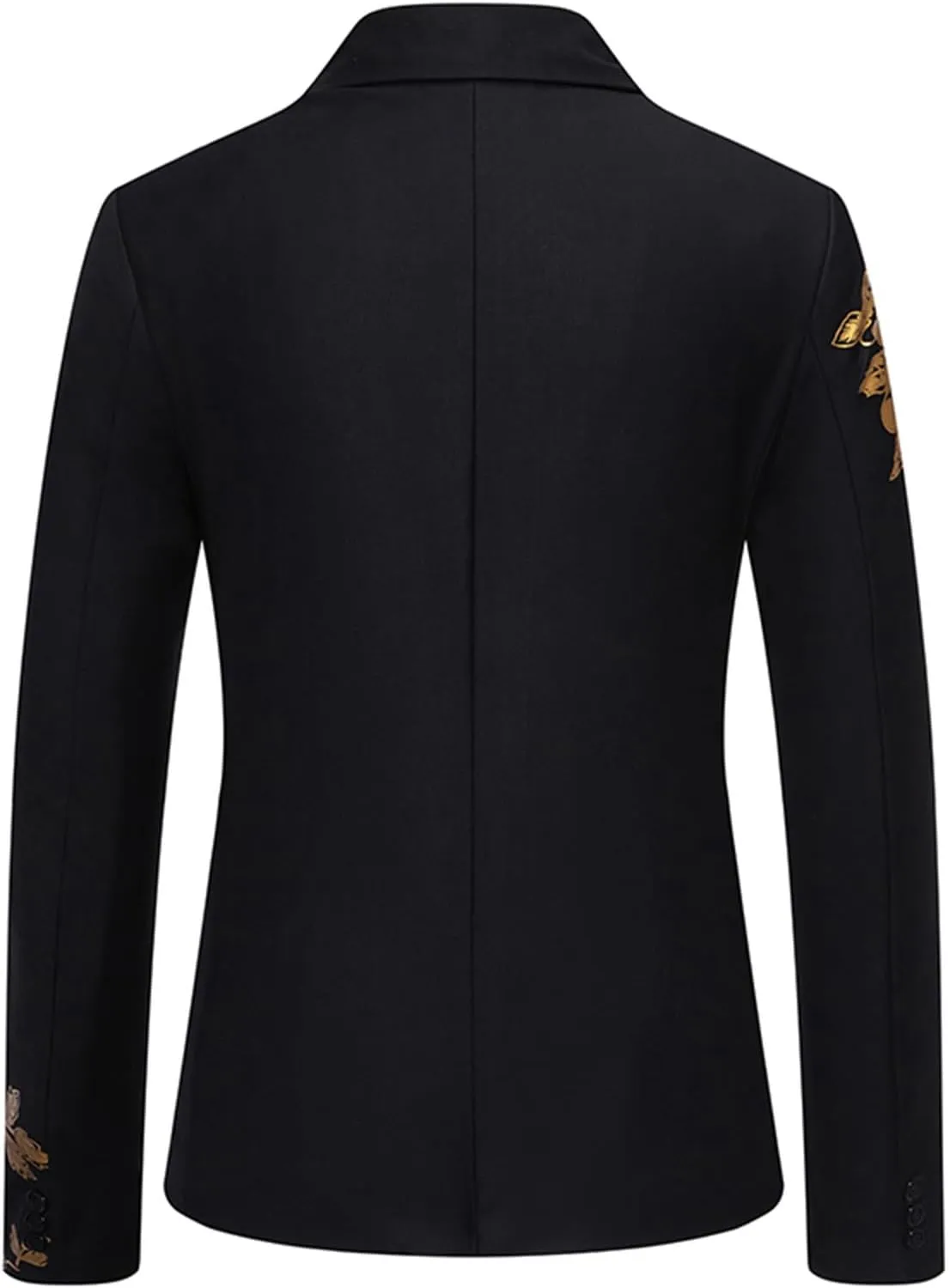 Mens Luxurious Gold Bronzing Blazers Long Sleeve Suit Jacket Slim Fit Sport Coats for Wedding Prom Formal Business