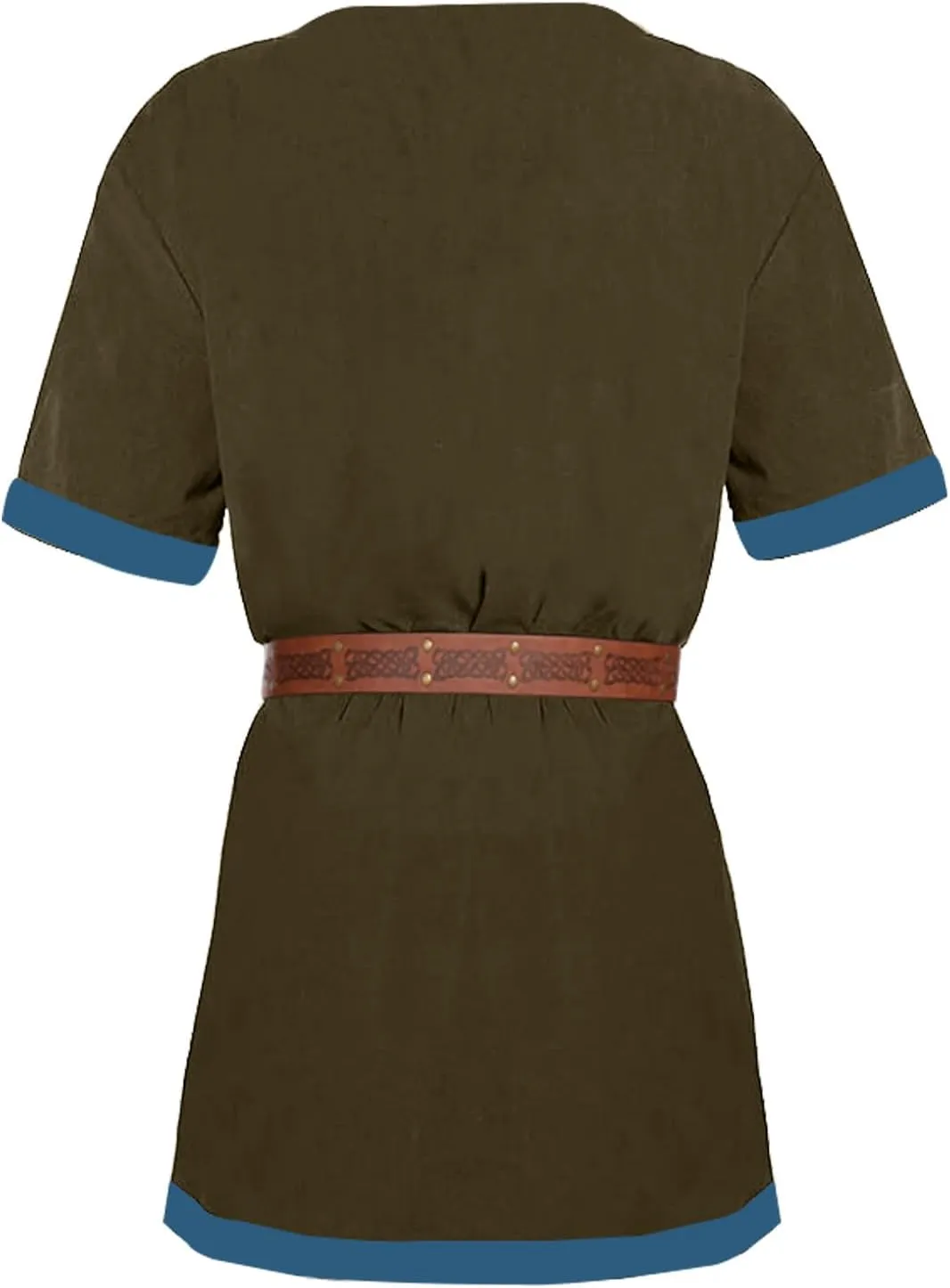 Mens Medieval Pirate Costumes Viking Tunic Shirt Renaissance Knight Warrior Cosplay LARP Halloween Tops with Belt