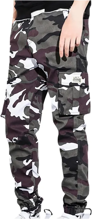 Mens Outdoor Camo Hiking Pants Slim Fit Stretch Cargo Joggers Military Pocket Casual Work Pants Tactical Fishing Pant