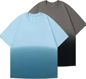 Mens Oversized Gradient Dyeing T Shirts Vintage Cotton Loose Fit T-Shirt Streetwear Short Sleeve Basic Tee Shirt Tops