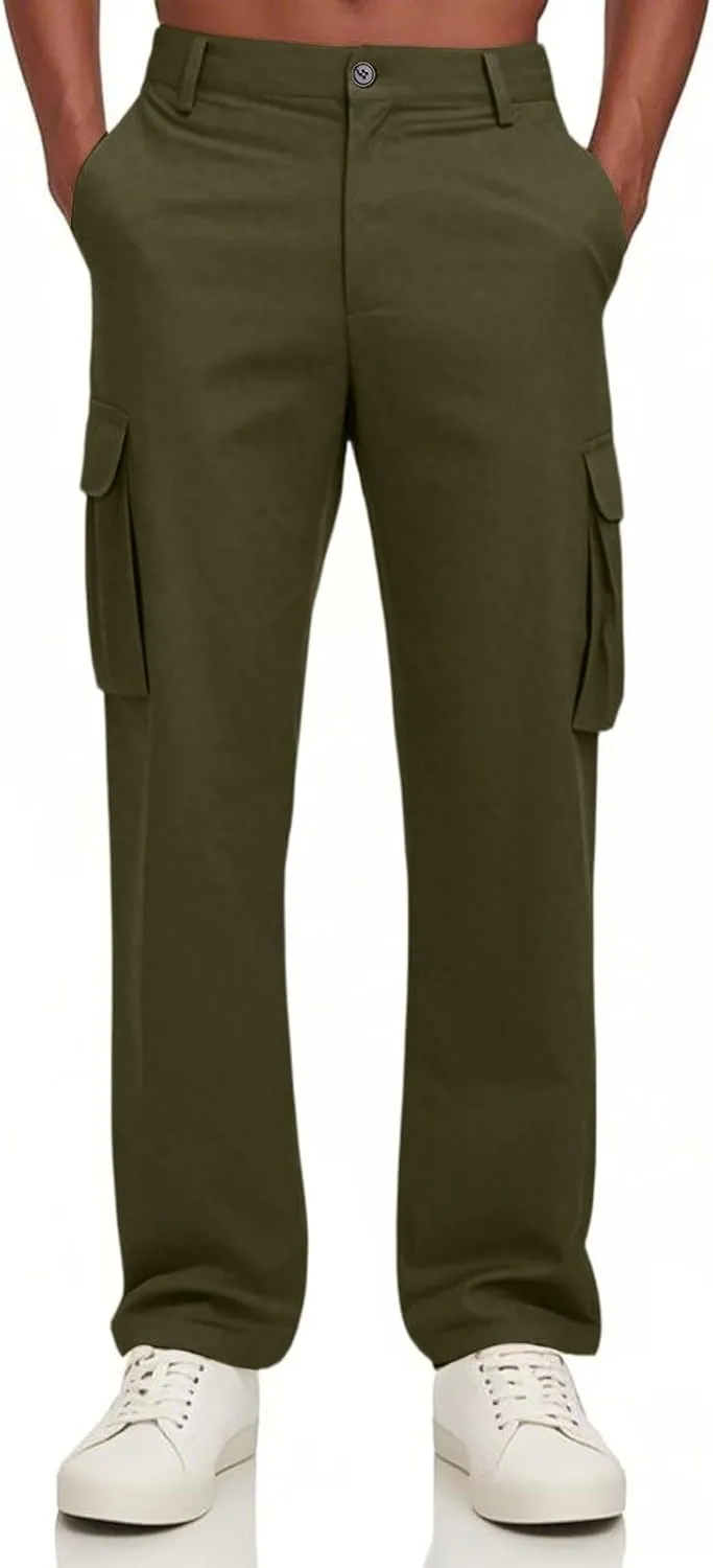 Men's Summer Multi-Pocket Cargo Pants Loose Straight Leg Pants