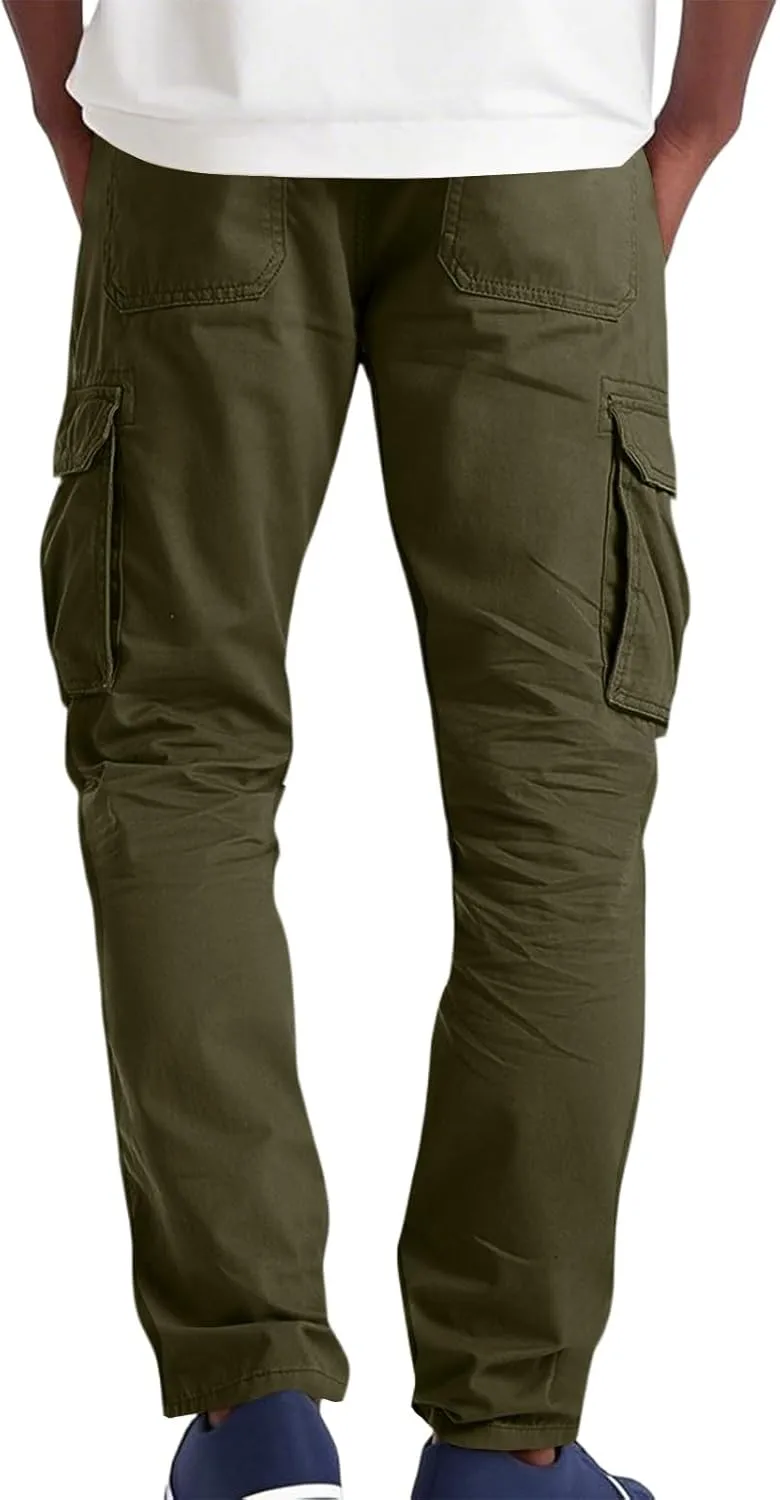 Men's Summer Multi-Pocket Cargo Pants Loose Straight Leg Pants