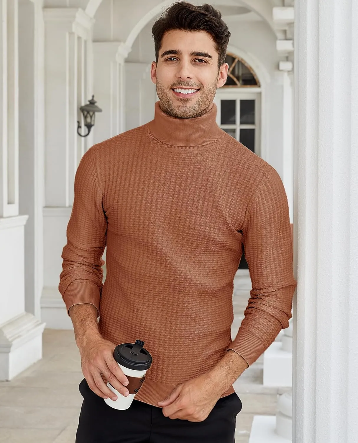 Men's Turtleneck Sweater Slim Fit Turtle Neck Sweater for Men Long Sleeve Pullover Sweater Thermal Sweater