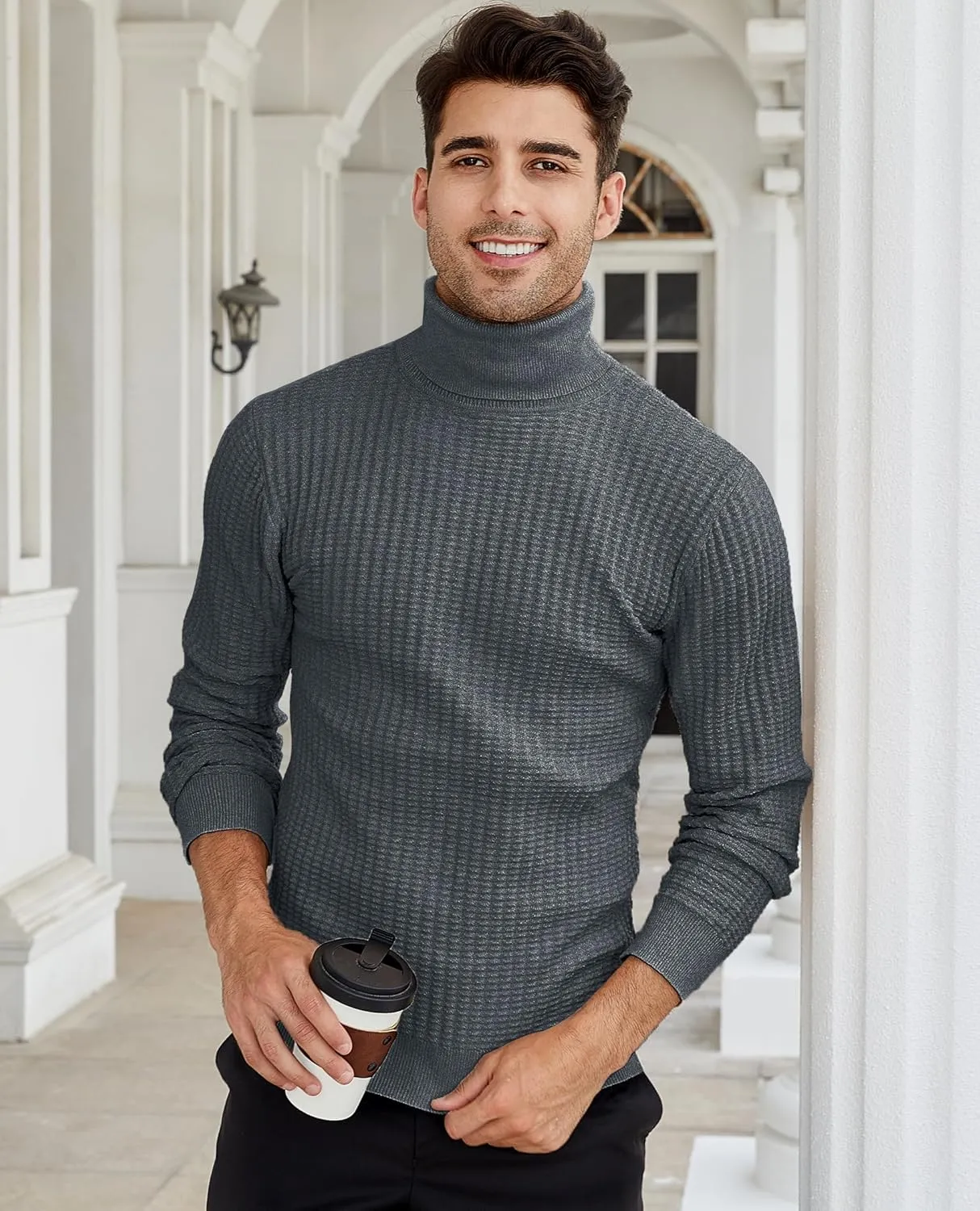 Men's Turtleneck Sweater Slim Fit Turtle Neck Sweater for Men Long Sleeve Pullover Sweater Thermal Sweater