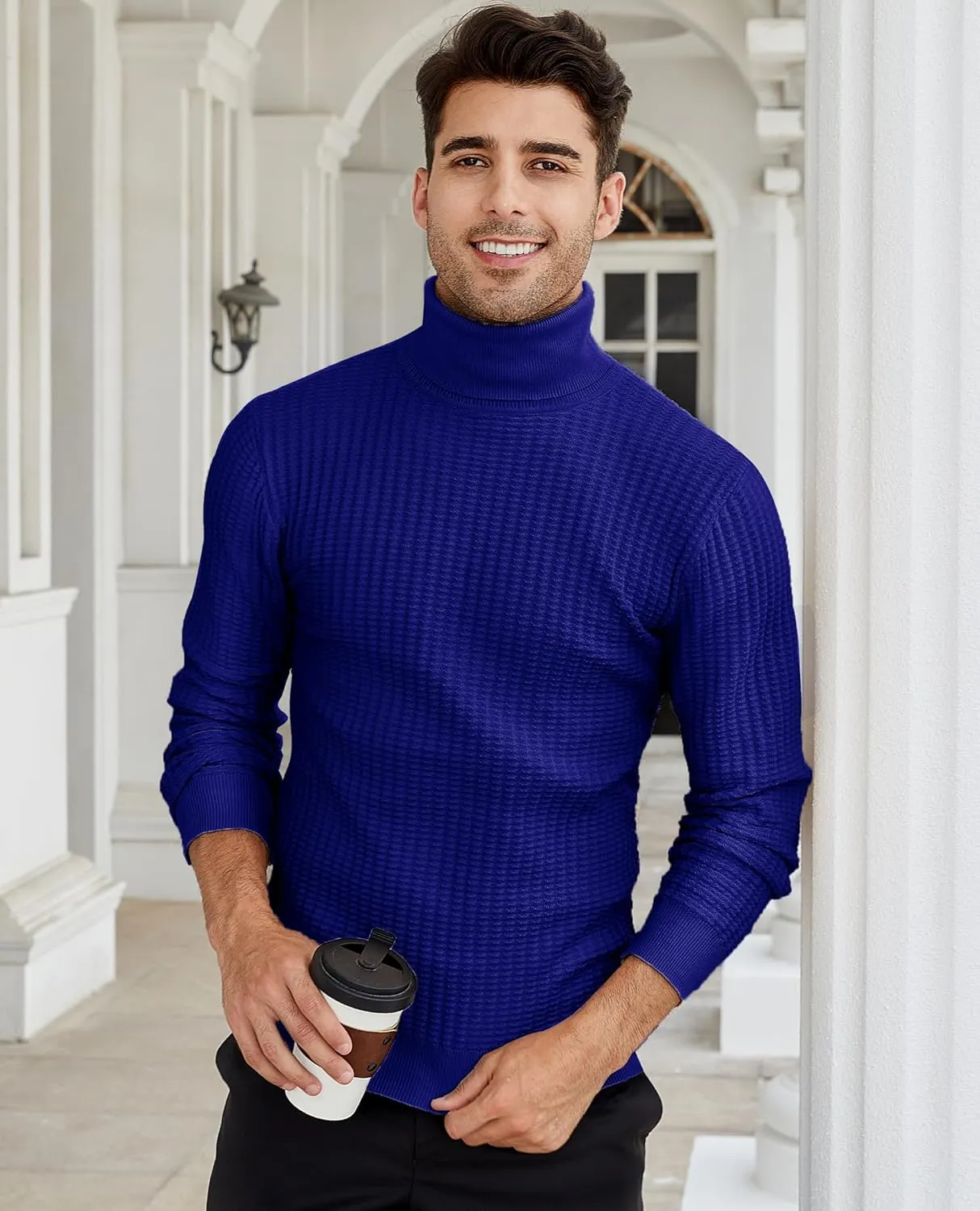 Men's Turtleneck Sweater Slim Fit Turtle Neck Sweater for Men Long Sleeve Pullover Sweater Thermal Sweater
