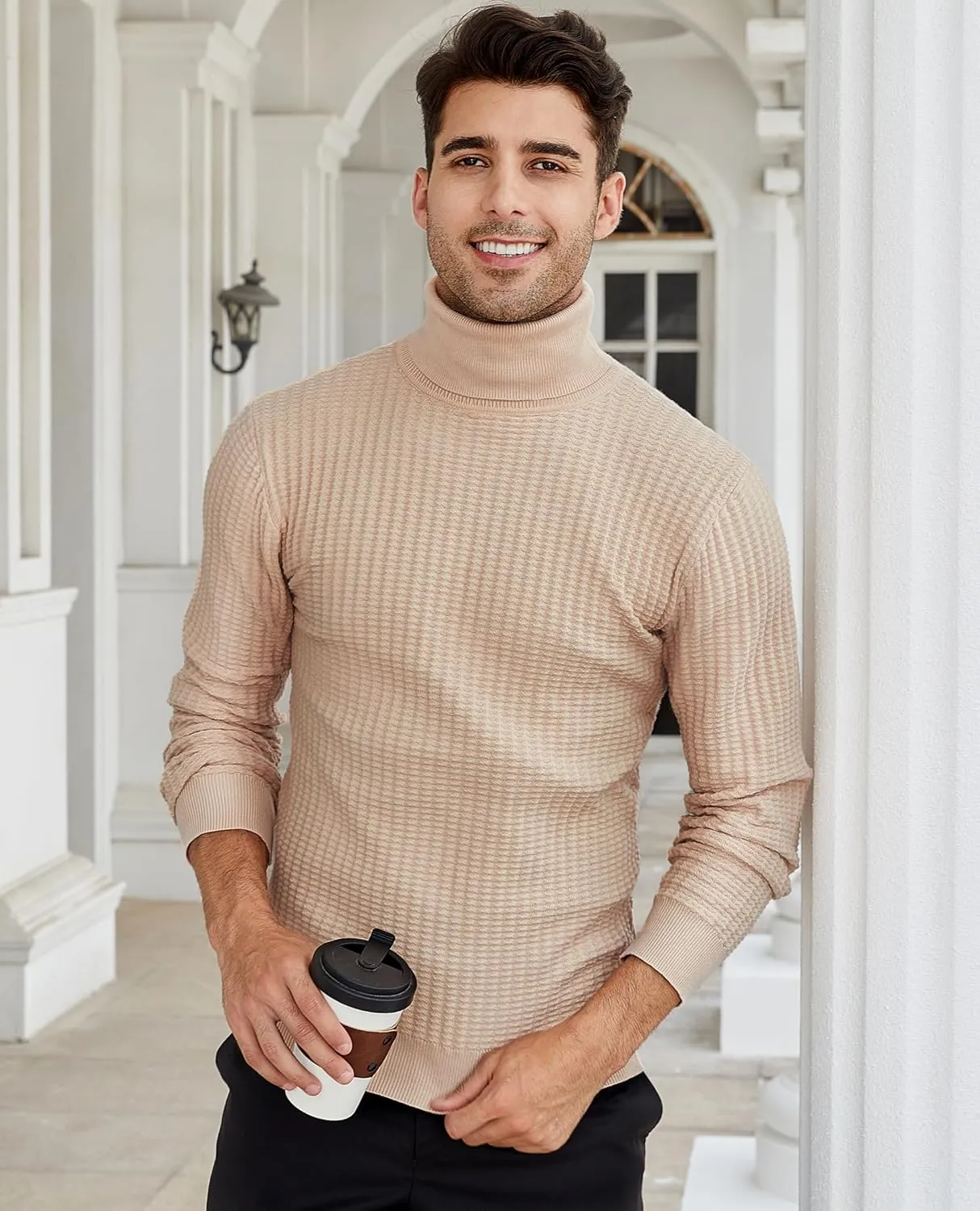 Men's Turtleneck Sweater Slim Fit Turtle Neck Sweater for Men Long Sleeve Pullover Sweater Thermal Sweater