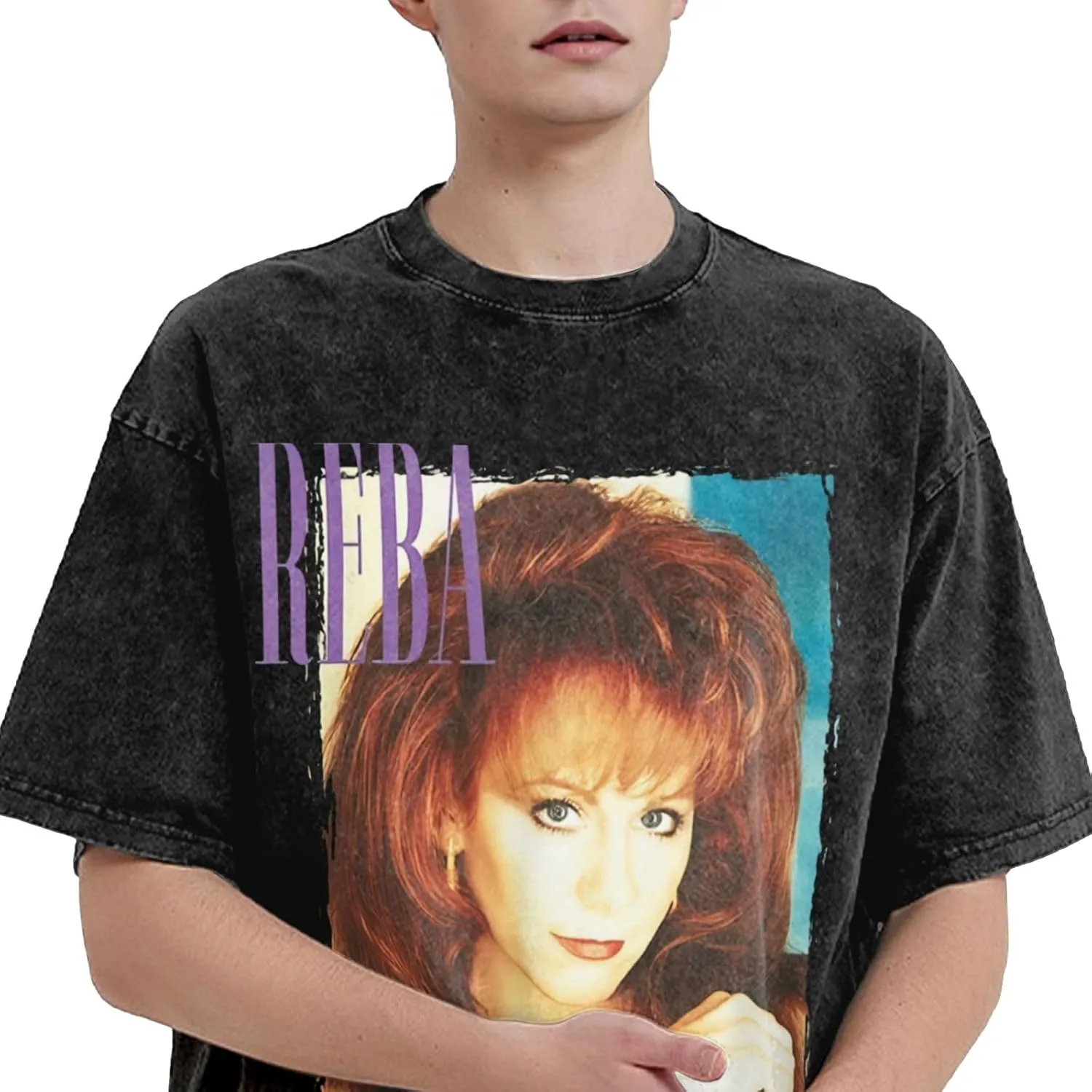 Men's Vintage Oversized Drop Shoulder Novelty T Shirts Loose Wash Solid Tees Tops