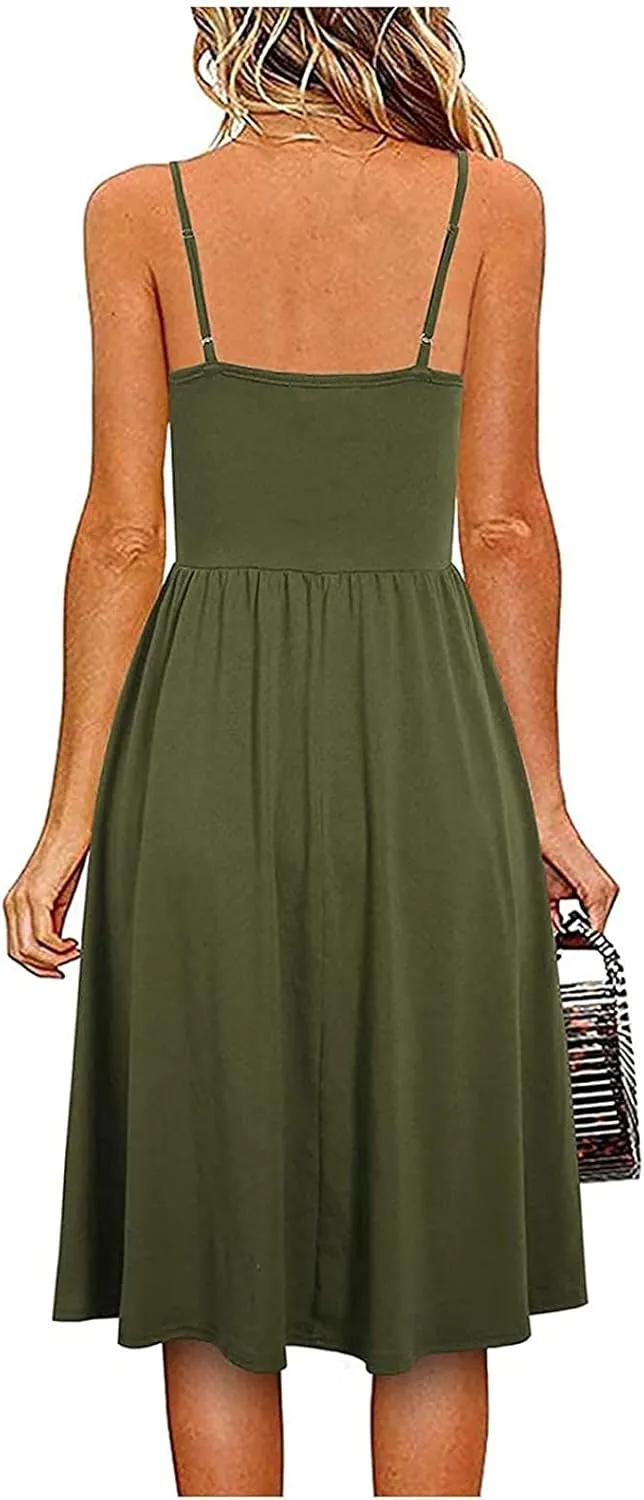 Midi Summer Dress V-Neck Temperament Women's Sling Dress Lace-up Knee-Length Women Gowns and Evening Dresses Plus