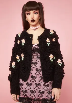 Midnight Flower Patch Knit Cardigan