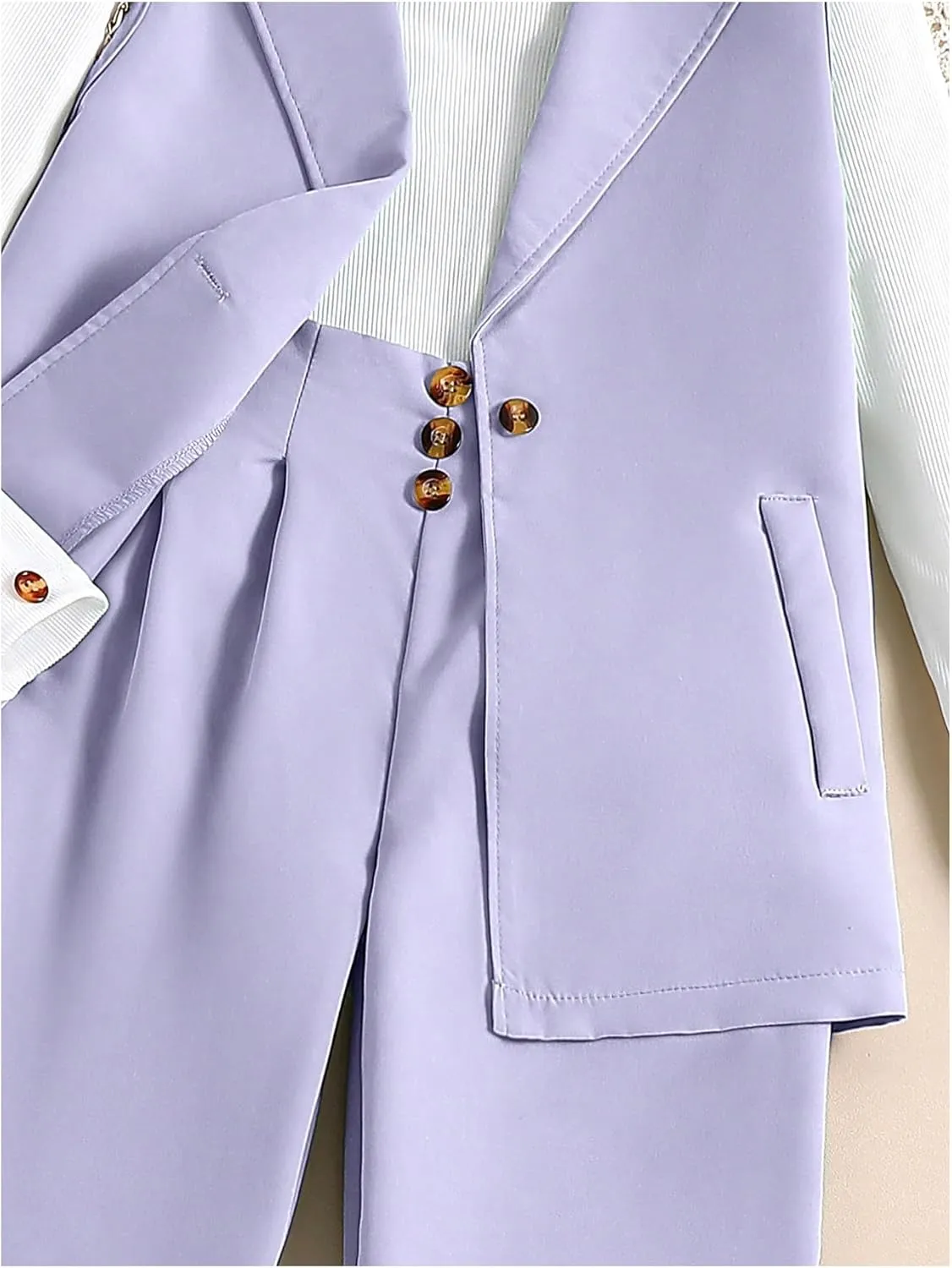 Milumia Girl's 3 Piece Outfits Long Sleeve Tee Shirt and Blazer Vest with Pants