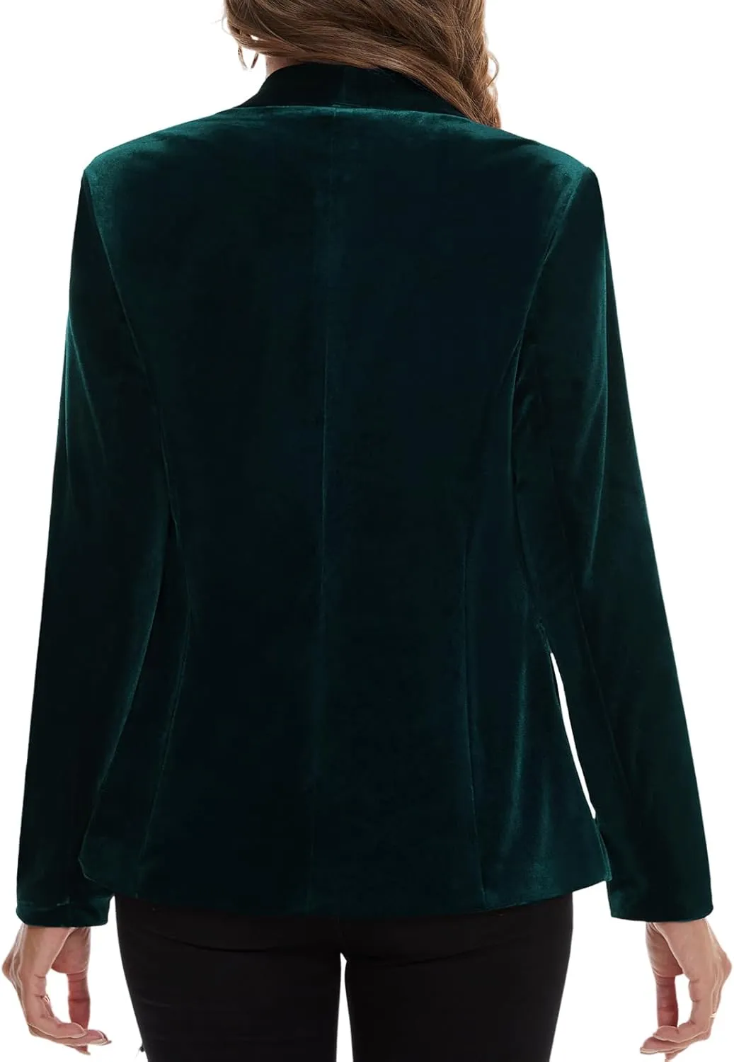 MINTLIMIT Women's Office Velvet Blazers Long Sleeve Shawl Collar 1 Button Open Front Lightweight Blazer Jacket with Pockets