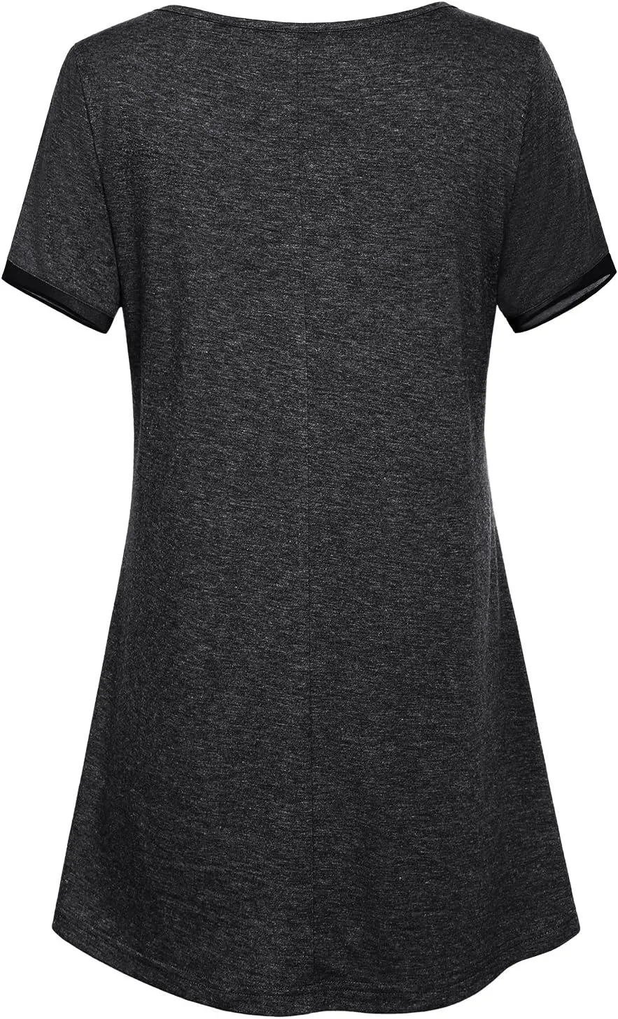 Miusey Womens Short Sleeve Tunic Tops Scoop Neck Asymmetrical Hem Tunics Chiffon Patchwork Flowy Tunic Shirts for Leggings