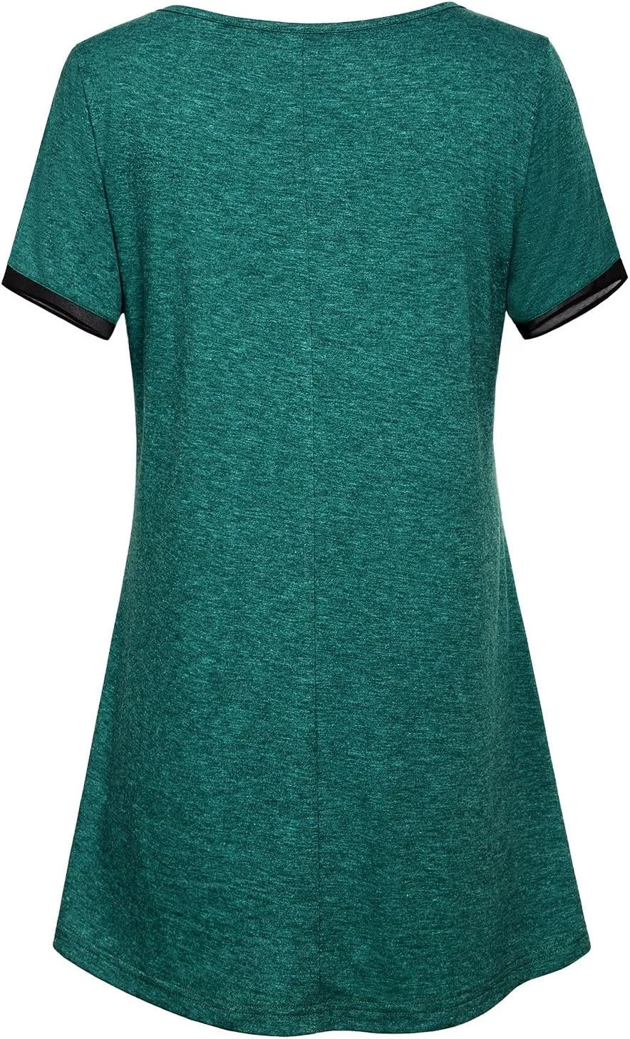 Miusey Womens Short Sleeve Tunic Tops Scoop Neck Asymmetrical Hem Tunics Chiffon Patchwork Flowy Tunic Shirts for Leggings
