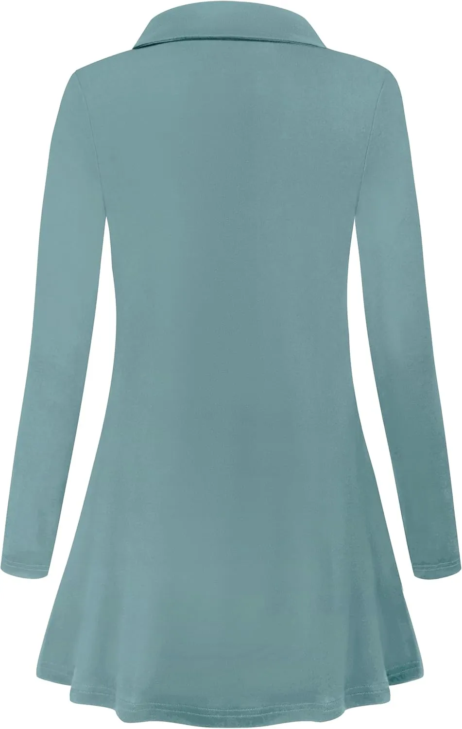 Miusey Womens Zip Up Tunic Sweatshirt Collar Neck Lightweight Long Jacket Cardigans